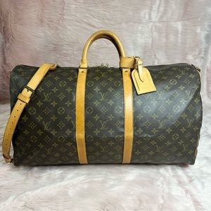 Louis Vuitton Keepall 55 Bandouliere Monogram Duffle Bag Travel Luggage